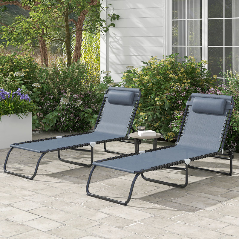 Fauteuil de bronzage Yard - 4 dossier réglable, pliable, maille grise, pliable, inclinable