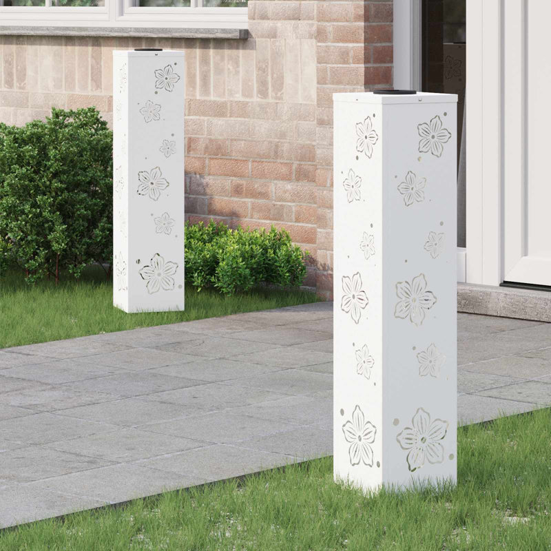 Solar Powered Steel Pathway Light, White, 80cm H x 18cm W x 18cm D