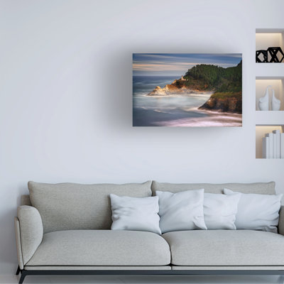 Wrapped Canvas Wall Art - Rick Berk 'Perched Above the Pacific' Wall Art for Living Room, Bedroom, or Office Décor  - 12x19