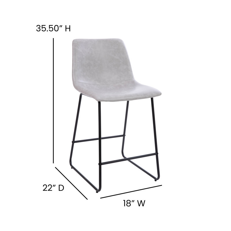 Liekele Upholstered Modern Dining Stools, Tabouret de comptoir (siège d’une hauteur de 24, Similicuir gris pâle