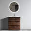 Lavabo pour salle de bain en noyer Vanarsdale. Riche capacité de rangement, fonctionnement silencieux. Forme de poignée ergonomique. Bassin blanc. Armoire moderne pré-assemblée en noyer de 30 po. Mouvement, capacité intérieure enrichie.-121113002