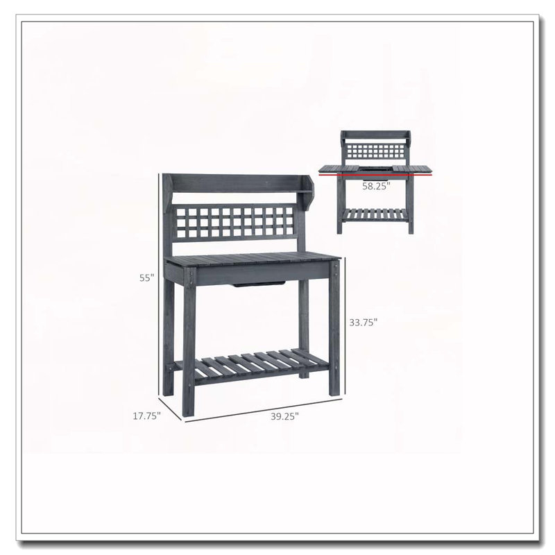 Table de rempotage d'extérieur, Gris
