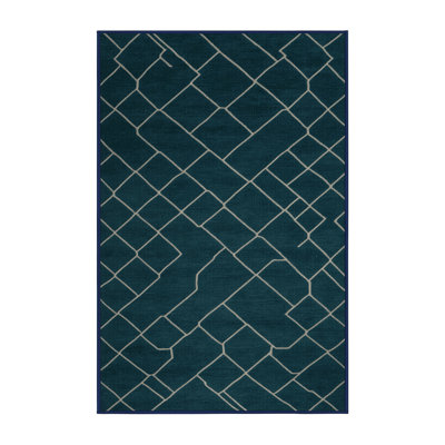 Tapis bleu en treillis lavable à la machine
