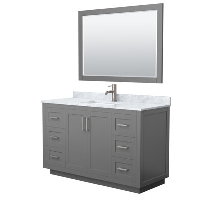 Miranda 54" Freestanding Single Bathroom Vanity with Marble Top with 46" Mirror
