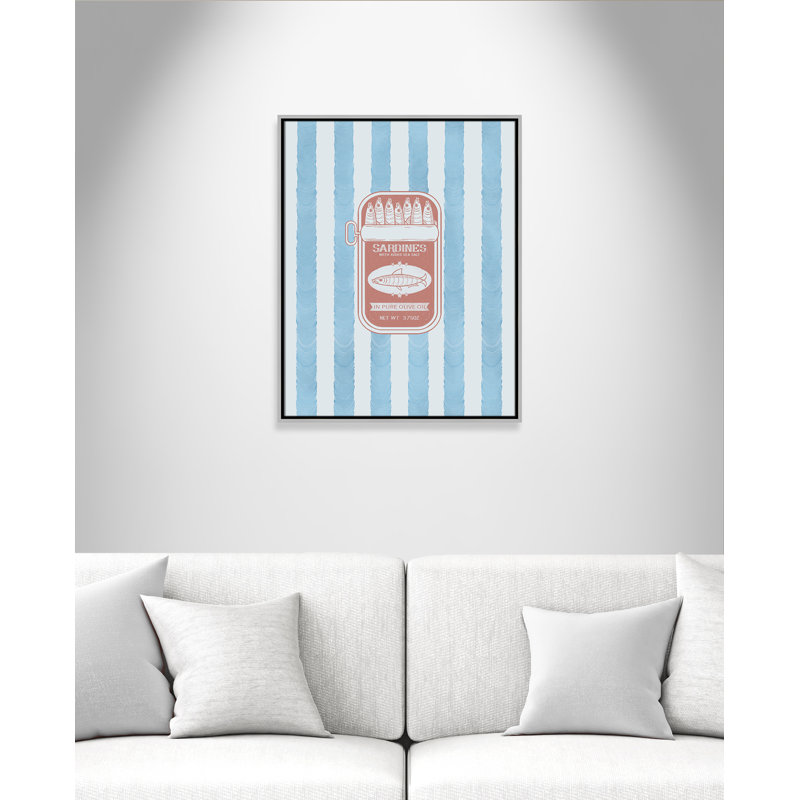 «Salty Sardines Print» par Marcus Prime, L 23,5 po x H 29,5 po, Flottant argenté