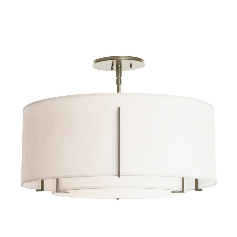 Exos 3 - Light Semi Flush Mount, Soft Gold, Natural Anna, 15.3" H x 22.9" W x 22.9" D