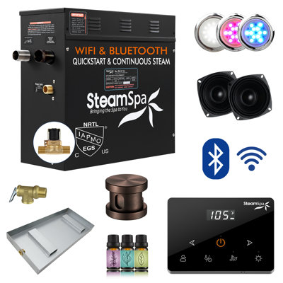 Black Series 4.5KW Steam Bath Generator With Fully Wireless Remote, BLUETOOTH, WIFI, And Auto Drain In Oil Rubbed Bronze