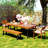 Classical Outdoor Dining Furniture With Cushions, Ergonomic Chairs And Bench