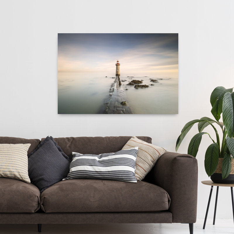 Beut - Lighthouse Abstract Coastal Architecture Wall Art, 32" H x 48" W
