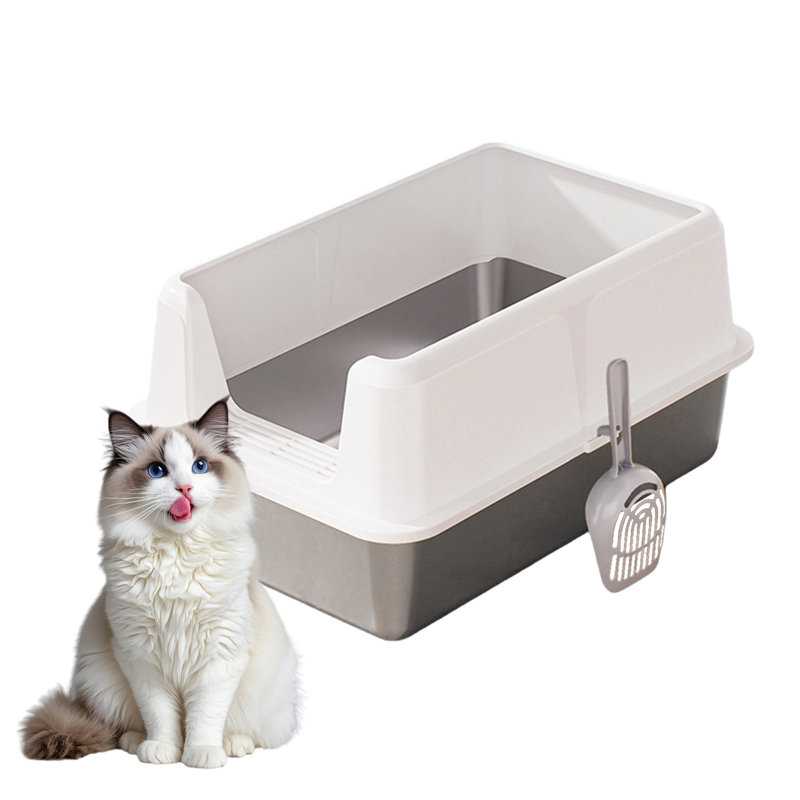 Stainless Steel Litter Box, White
