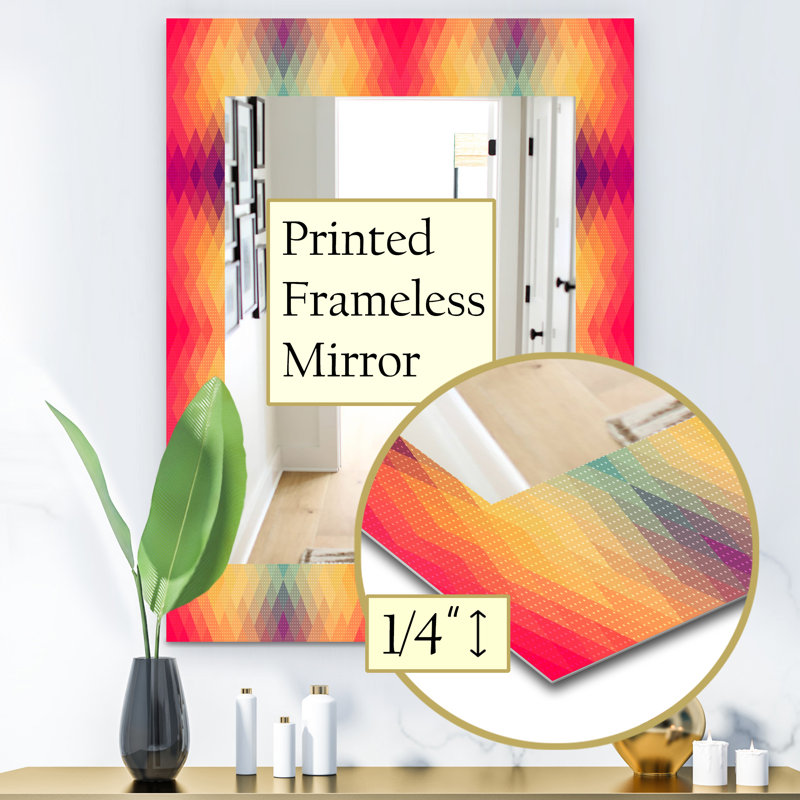 Miroir mural sans cadre 8 colourfields triangulaire, H 24 po x l 32 po