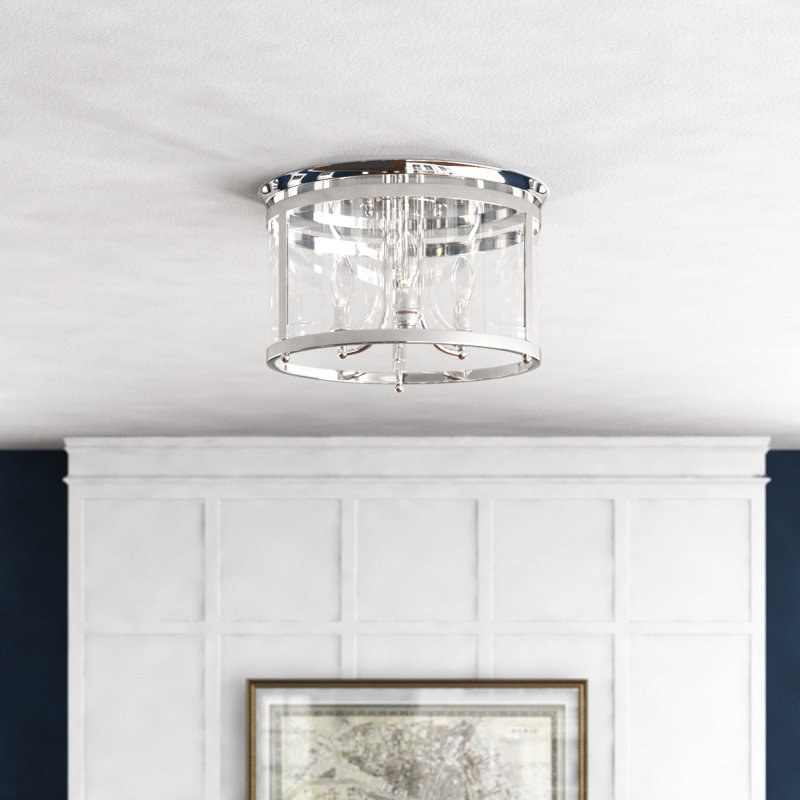 Aarav Glass Flush Mount, Chrome