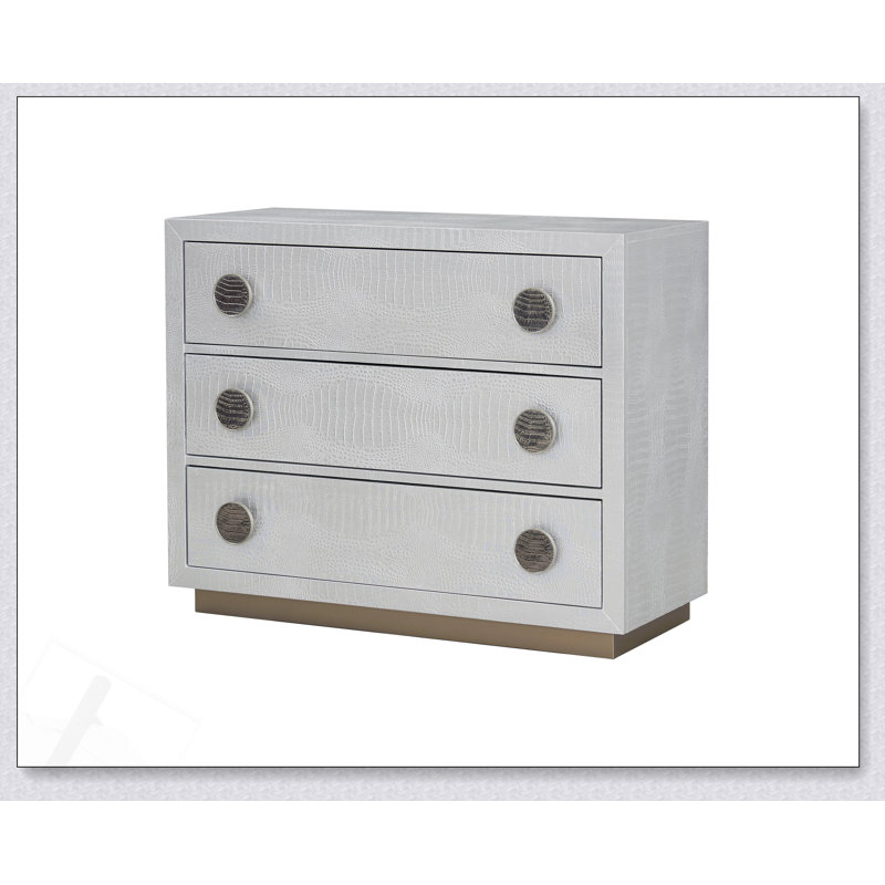 Armoire console en faux crocodile argent Anpu avec rangement spacieux, parfaite pour les intérieurs modernes et luxueux.