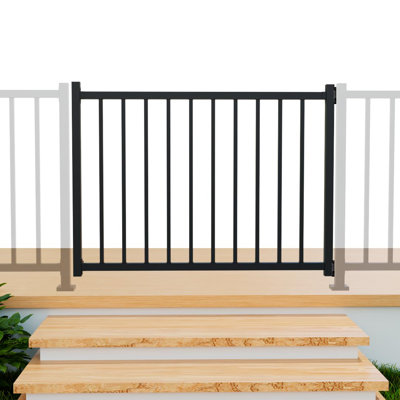 3'H Adjustable Width Wrought Iron Steel Gate – Rust-Resistant Metal Fence Gate For Outdoor Fencing, Porch, Patio, And Deck – Adjustable Security Gate Kit With Metal Railing