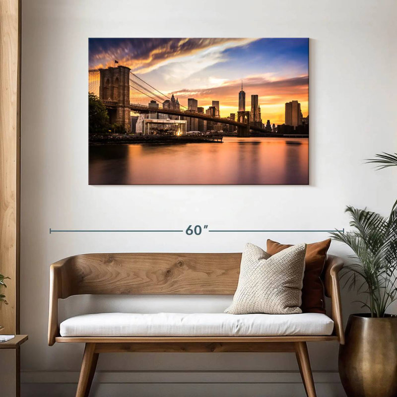 Lilie Brooklyn Bridge Sunset, 30" H x 45" W