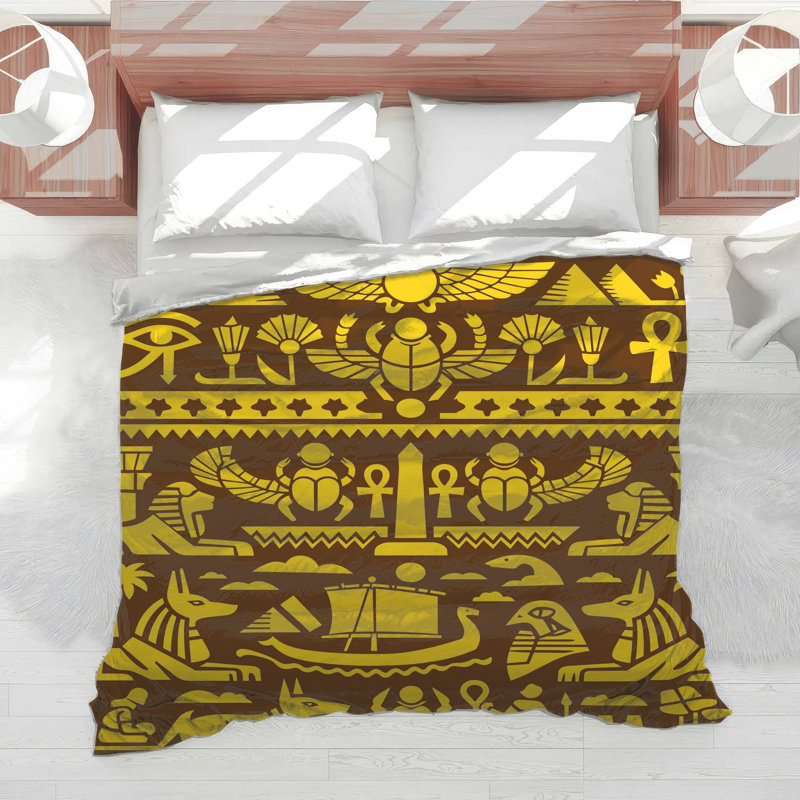 Édredon à motif de symboles égyptiens, King