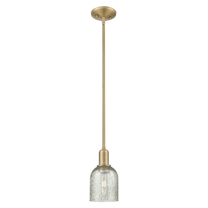Arcadia - Caledonia - Mini-luminaire suspendu avec tige 5 po 1 lumière, Brushed Brass, Mica