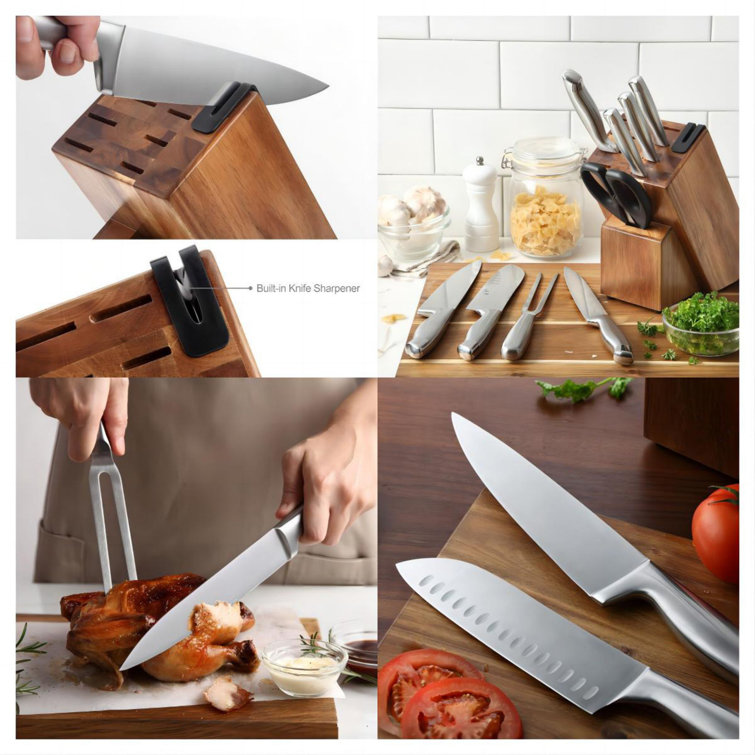  Oster Baldwyn High-Carbon Stainless Steel Kitchen Knife Cutlery  Block Set, 22-Piece, Brushed Satin: Block Knife Sets: Home & Kitchen