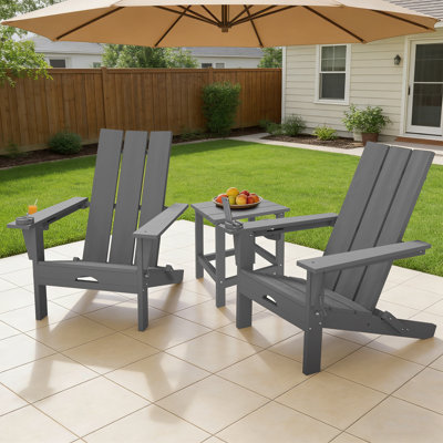 Ensemble de chaises pliantes pour 2 personnes Adirondack avec table d'appoint