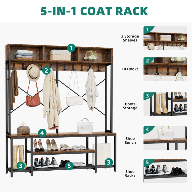  O&K FURNITURE 5-in-1 Hall Trees with Coat Rack