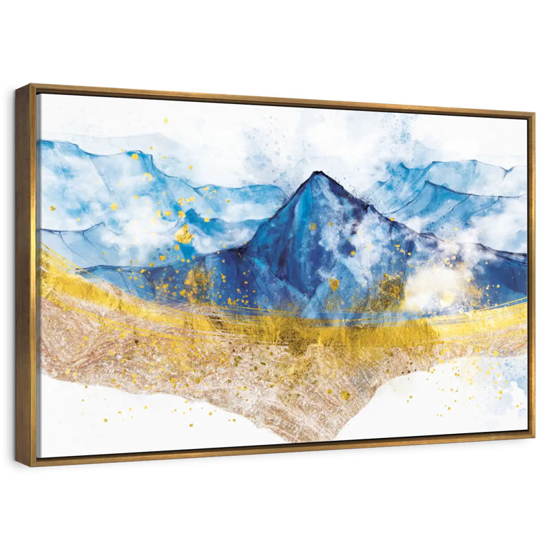 Golden Grieco Mountain, 46 po x 31 po, Cadre flottant doré