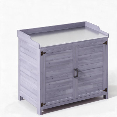 Banc de rempotage Charvette avec armoire de rangement et plateau en métal