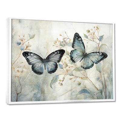Blue Beige Butterfly Wings Of Serenity - Butterfly Canvas Art