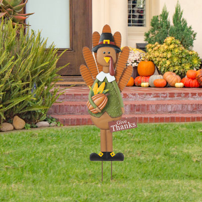 36" H Thanksgiving Metal Turkey Yard Stake