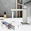 Robinet de salle de bain style cascade, nickel brossé, fixation sur le comptoir, un trou, poignée, bonde escamotable, évier de remplissage en céramique, finition nickel, valve de cartouche
