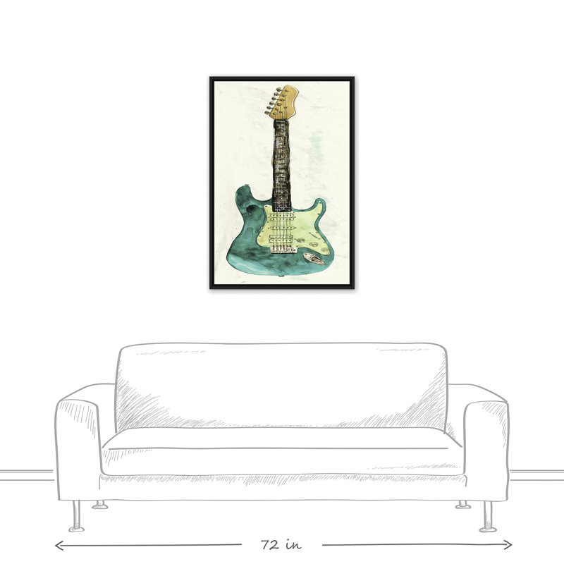 Guitare lumineuse sur toile, H 37,75 po x l 25,75 po x P 1,75 po, Cadre flottant noir