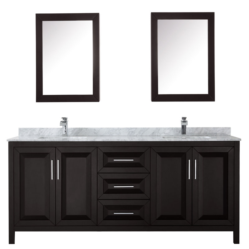 Daria 80'' W Double Vanity, Carrara Cultured Marble, White, Polished Chrome