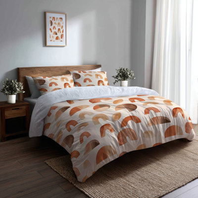 Ensemble d'édredon abstrait 6 pièces - Ensemble de literie boho terra orange