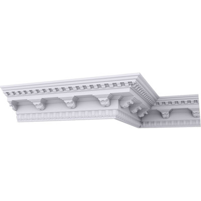 Endurathane Rosetta Crown Moulding, 9"H x 9"P x 12 1/2"F x 94 1/2"L, Factory Primed