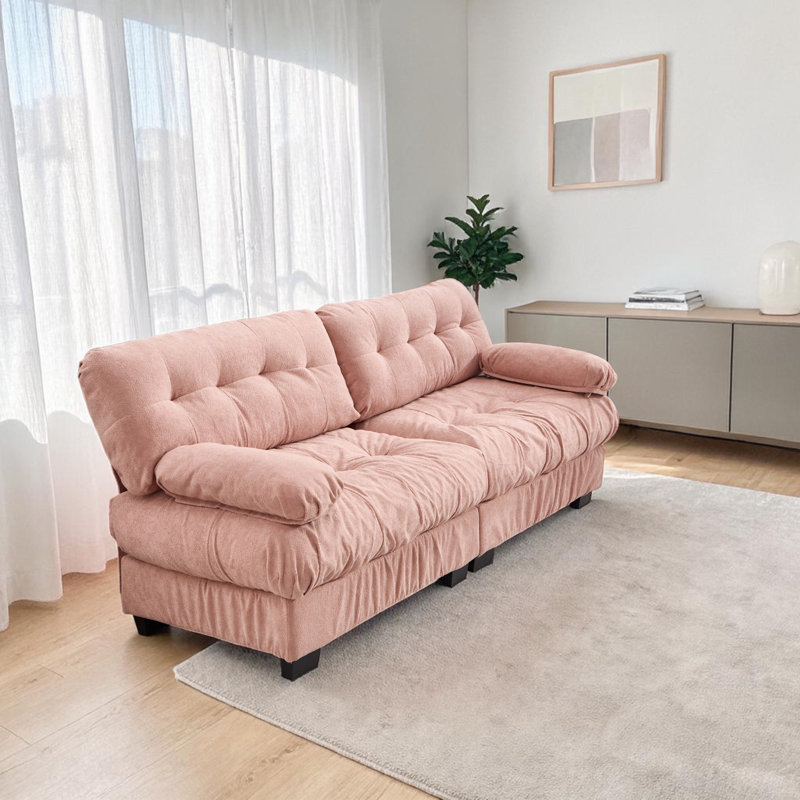 Causeuse en flanelle 88 po Geneveve, Rose