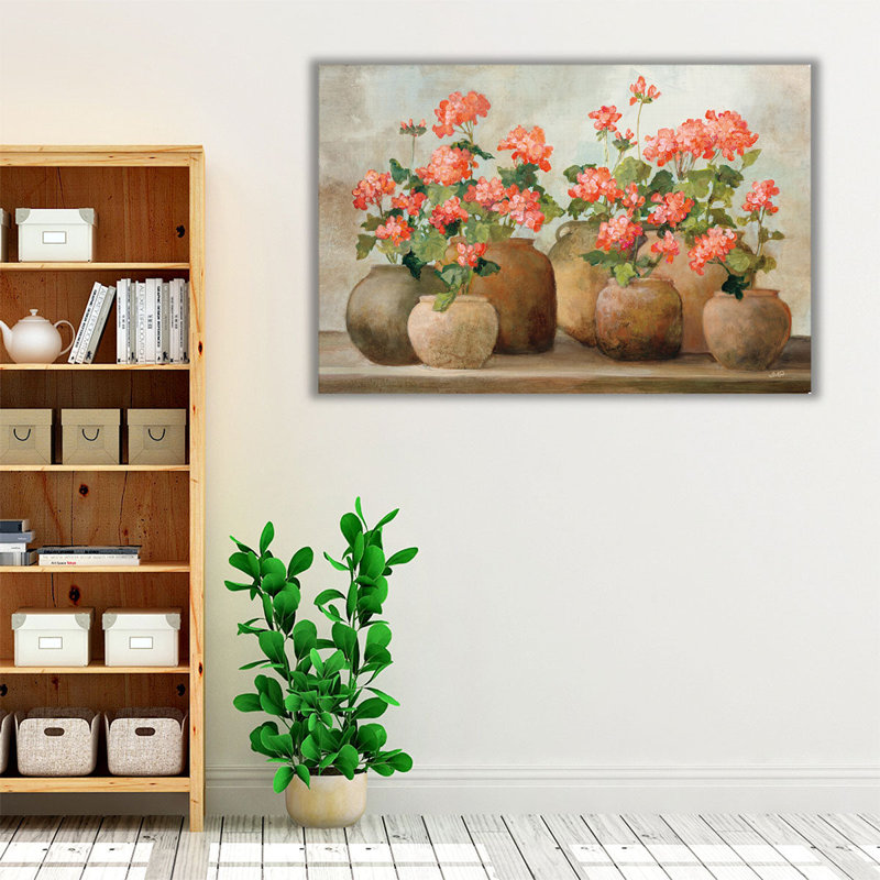 Cottage Geraniums - reproduction d'art sur toile, H 20 po x l 30 po
