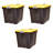 Homz 31 Gallon Durabilt Storage Container w/Latching Lid, Black/Yellow (3 Pack)