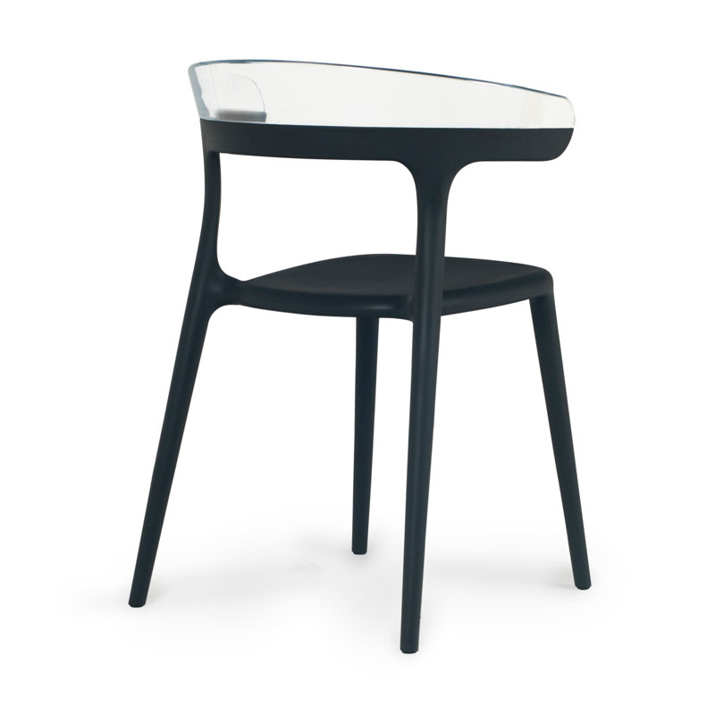 Murl Stacking Patio Dining Side Chair, Black/Clear