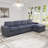Liam 138" Wide Dark Grey Microfiber Reversible Modular Sectional