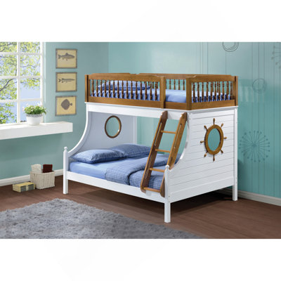 Farah Oak & White Finish Twin/Full Bunk Bed