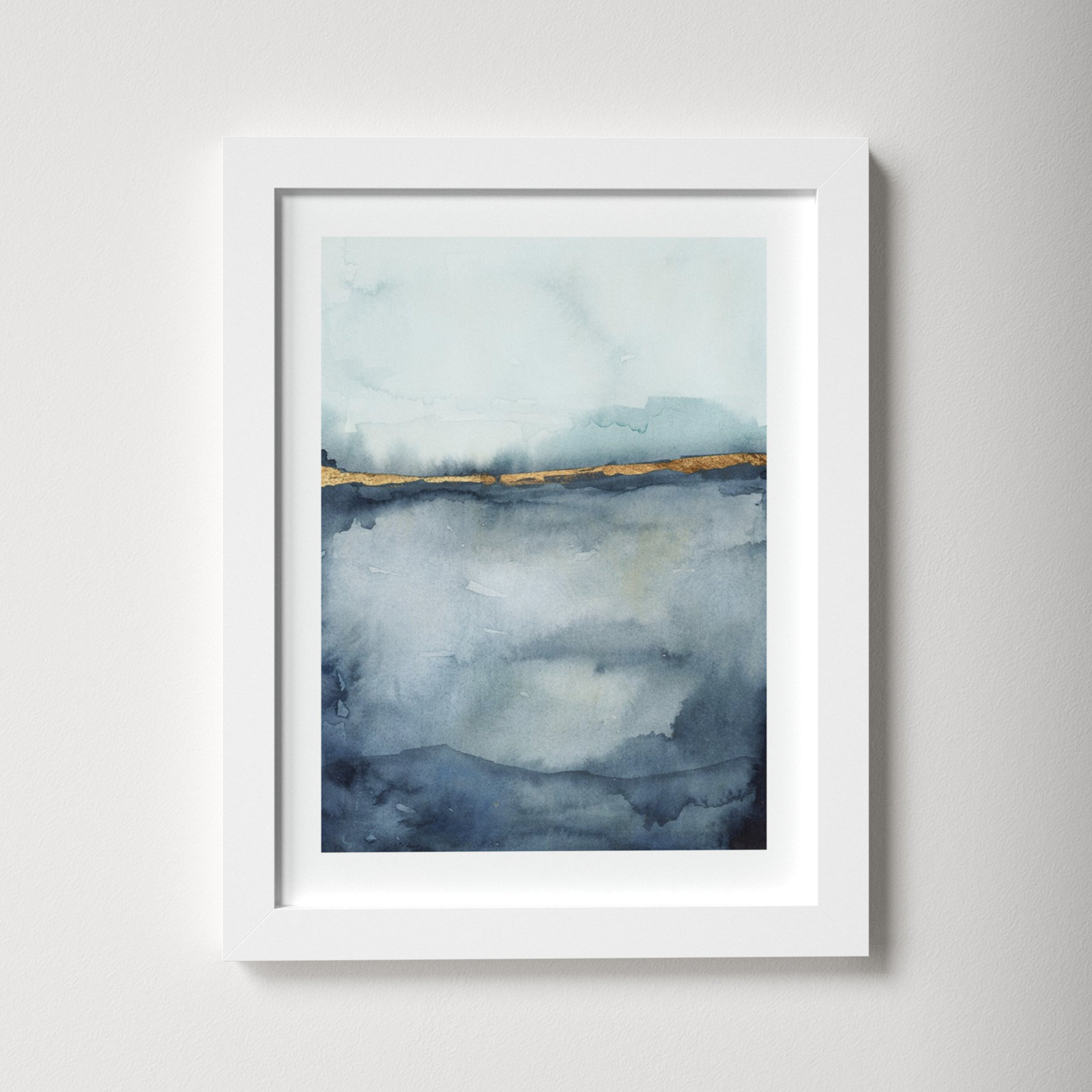 Coastal Horizon II by Victoria Borges, 35.12" H x 28.12" W x 0.88" D, White Framed Paper, White