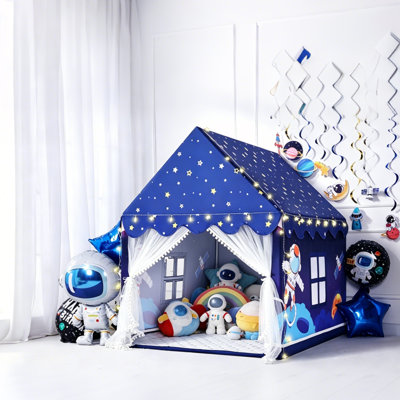 Tente de jeu pour enfants avec lumières étoilées et tapis moelleux, maisonnette portative pour l'extérieur pour les garçons, tente pour enfants respirante et durable pour jouer, lire, se détendre (bleu)