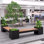 Banc en métal avec pot de fleurs