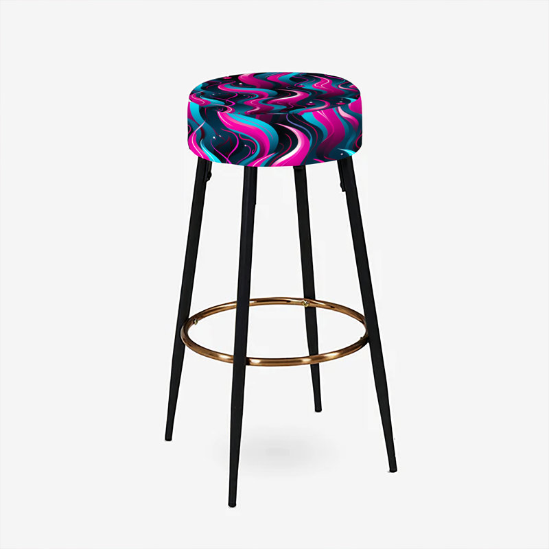 Ensemble de 2 tabourets de bar géométriques roses et bleus