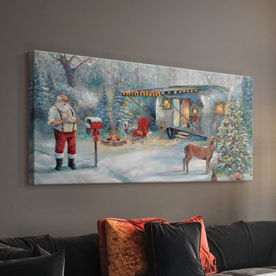 Père Noël caché - Toile tendue avec châssis - Prêt à être accroché