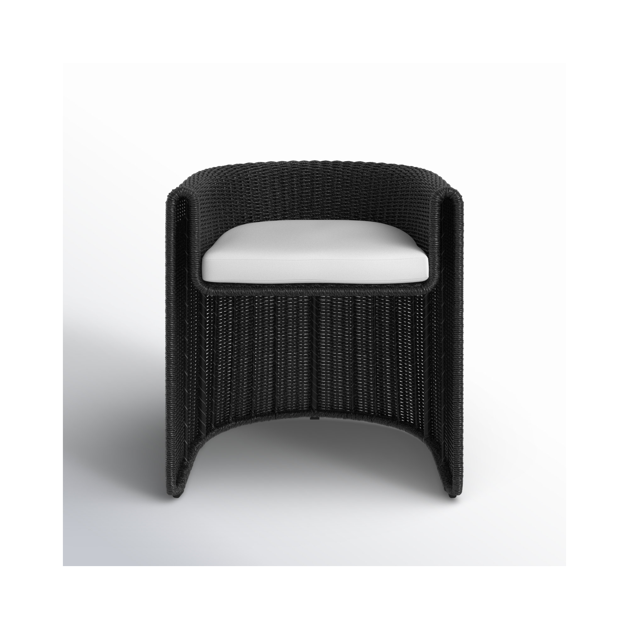 Madelena Wicker Patio Dining Armchair, Vintage Coal
