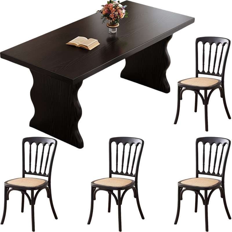 Ensemble de salle à manger Black Wood, H 29,9 po x L 55,1 po x l 30,7 po