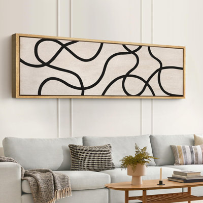 Black Abstract Lines on Beige Modern Art