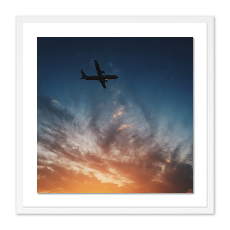 Sunset Plane Print by Vitaliy Paykov, White