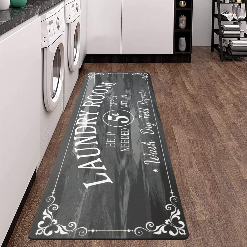 Gray Laundry Room Mat Kitchen Mat