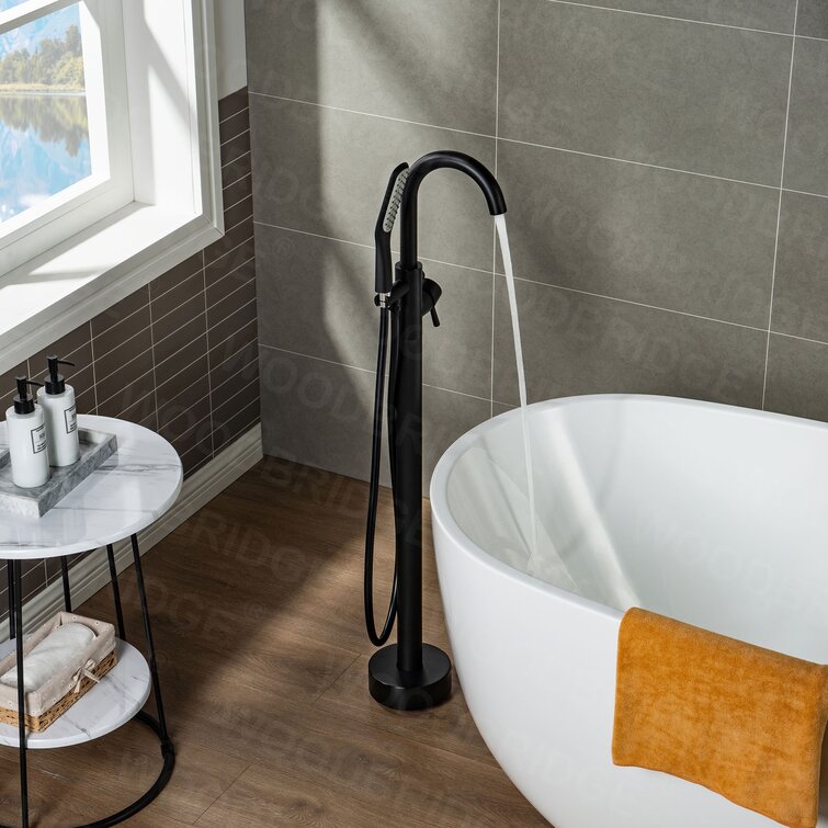 WoodBridge Floor Mounted Tub Spout with Diverter and Handshower & Reviews |  Wayfair